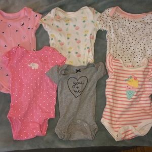 Set of six 6 female onesies.